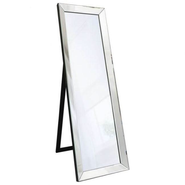 Angled Luna Mirror-Cheval Silver