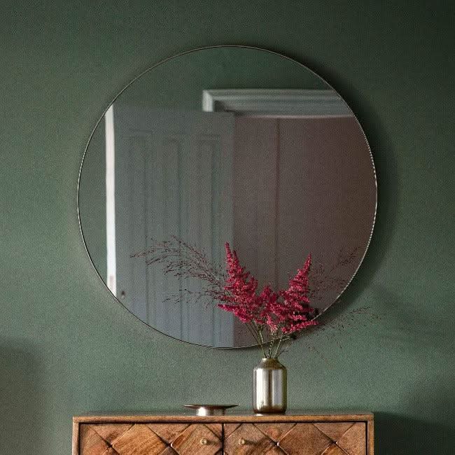 Scandi Large Round Mirror Silver 80cm