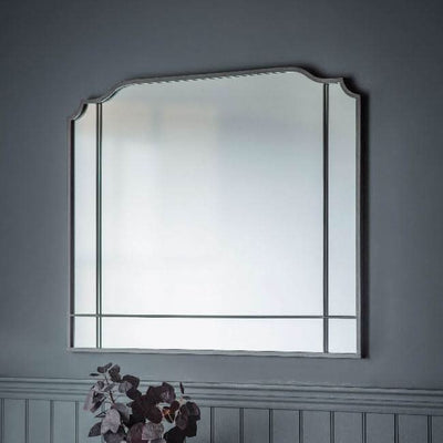 Art Deco Overmantle Mirror in Grey 105cm x 86.5cm