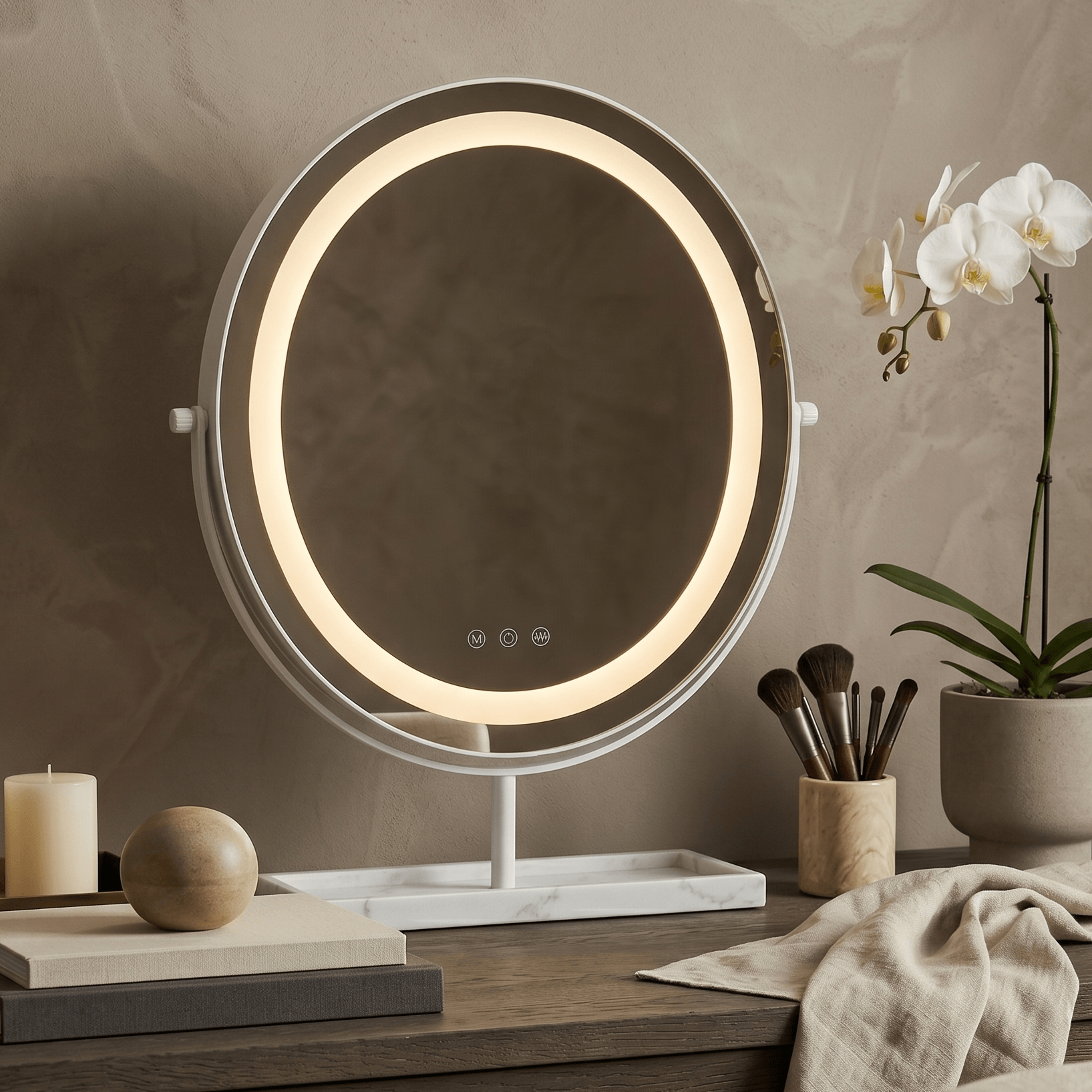 Aurelia LED Vanity Mirror White & Marble